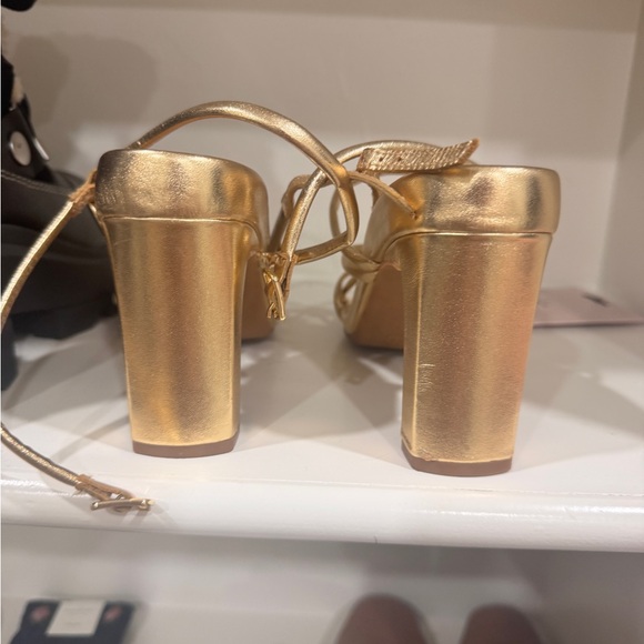 Bared Footwear Godwit Gold Leather Strappy Heeled Sandals - Picture 5 of 10